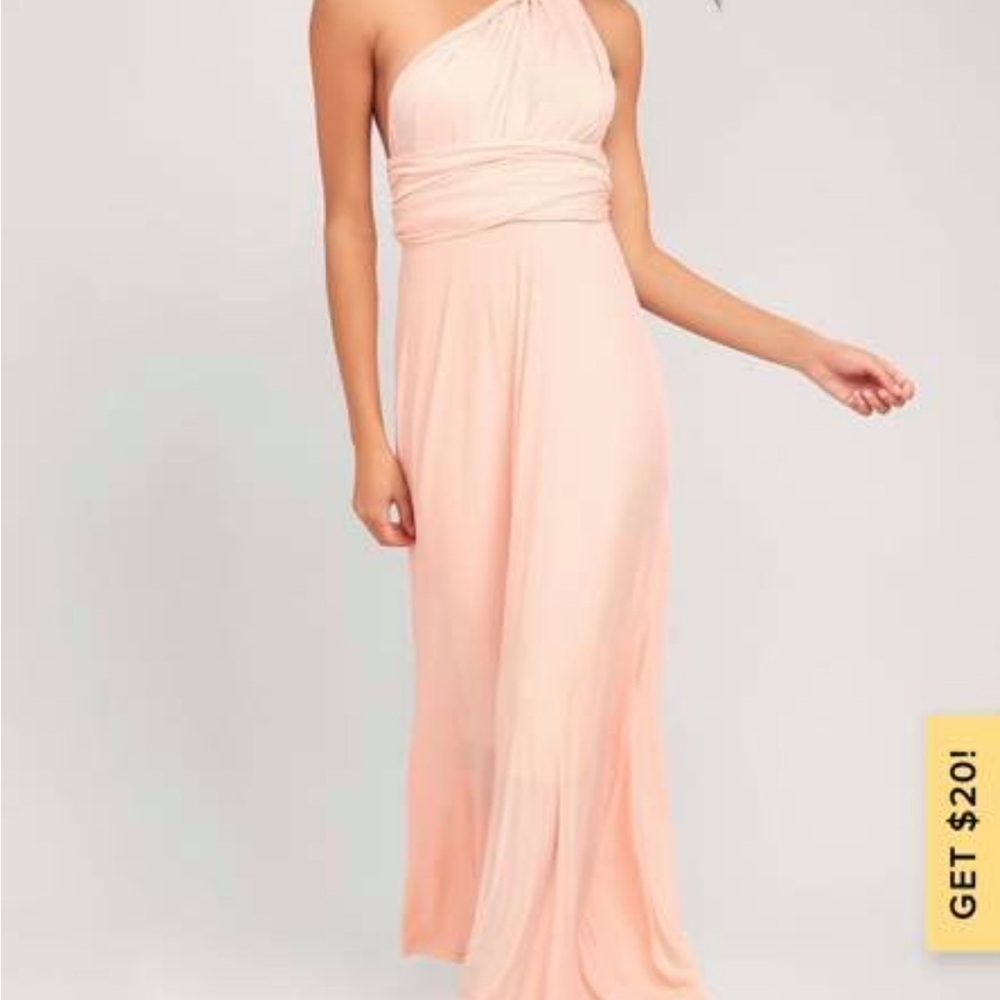Lulu's Peach Maxi Dress - Tricks of the Trade Blush Pink Maxi Dress - Picture 4 of 5